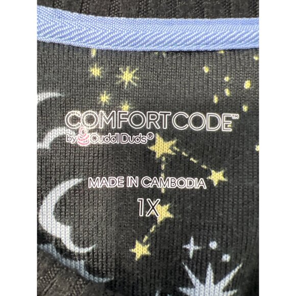 Comfort Code By Cuddl Duds 2Pc Brushed Ultra Rib Knit PJ Set 1X Black Celestial - Picture 5 of 8